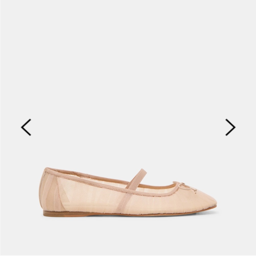 Dolce Vita Raeven Praline Tulle Neutral Nude Beige Mesh Square Toe Ballet Flats - Picture 16 of 16